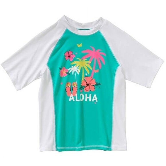 Girls OP Ocean Pacific Aloha RASH GUARD Shirt Top Size 4/5 6/6X 7/8 Hawaiian NWT - Picture 1 of 1
